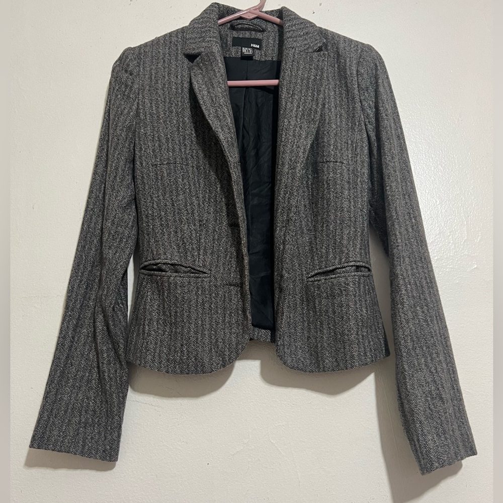H&M fitted Grey  Petite Blazer | Size 4